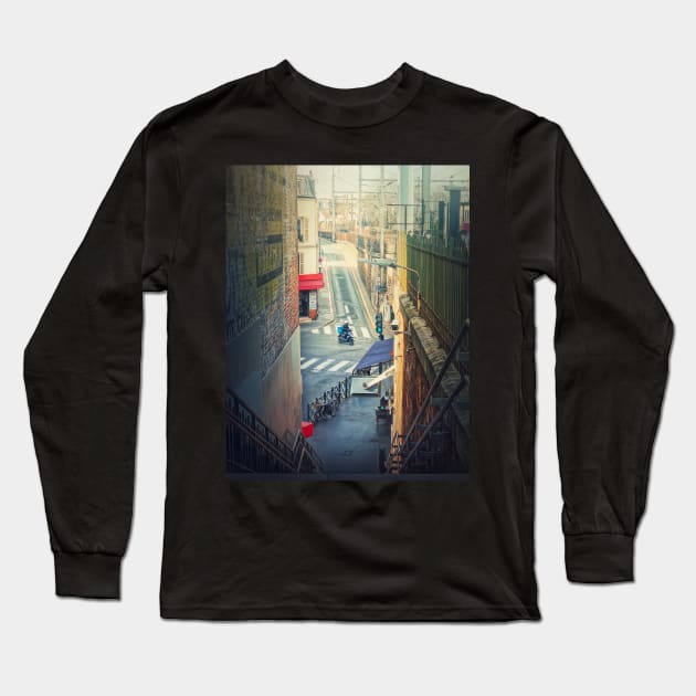 a bike in the crossroad Long Sleeve T-Shirt by psychoshadow